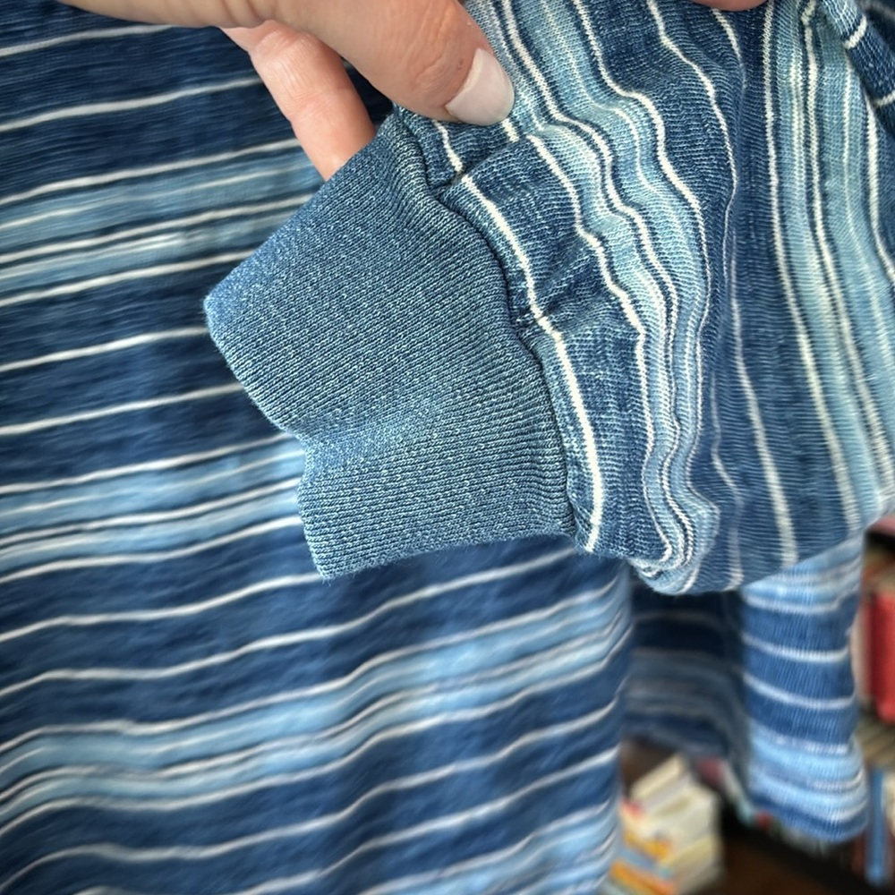 Madewell Navy Striped Button Henley - Picture 6 of 8